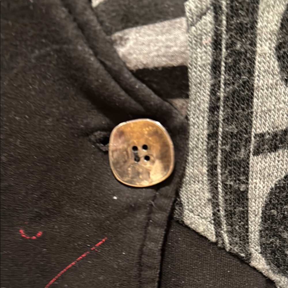 Made in France 🇫🇷 Jean Marc Philippe Black and Gray Patterned Hooded Cardigan - Picture 4 of 10